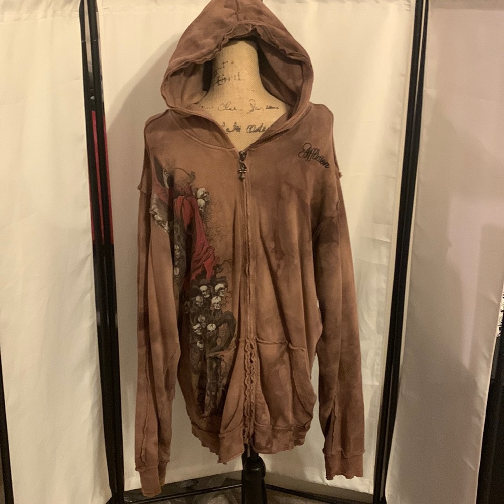 Mens Vintage Affliction zip up hoodie.  Size XL
